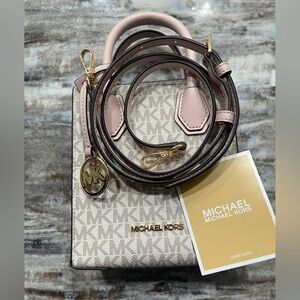 Michael Kors Cream and Pink Crossbody Bag